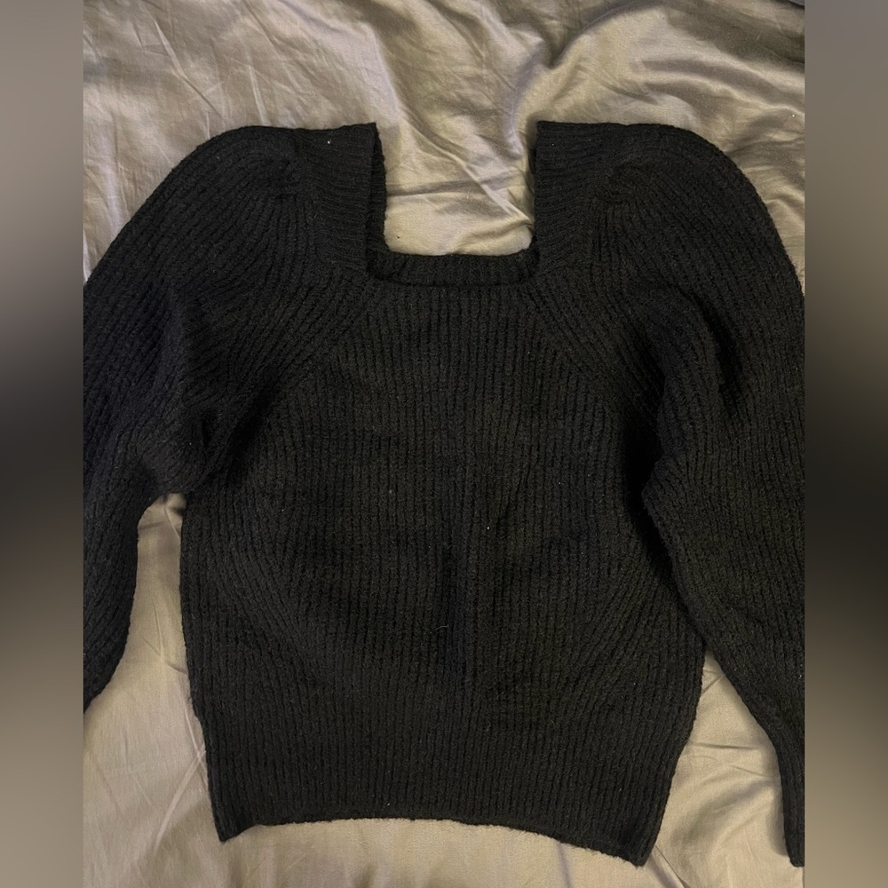 square neck knit sweater